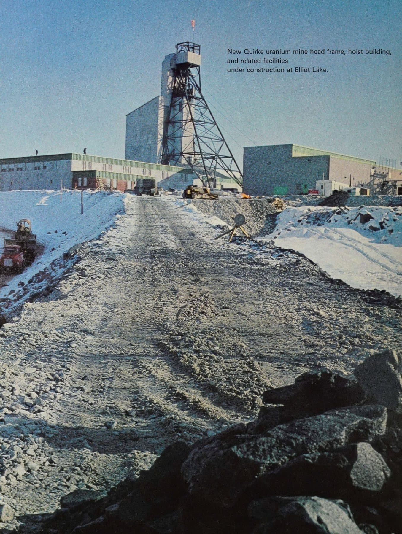 New Quirke headframe at Elliot Lake, in snow.